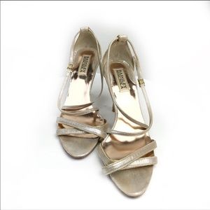 Badgley Mischka gorgeous sling back gold sandals.